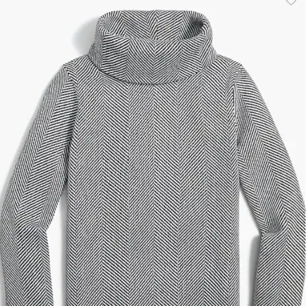 J Crew Long-sleeve Funnel Neck Pullover Sweater Herringbone size M